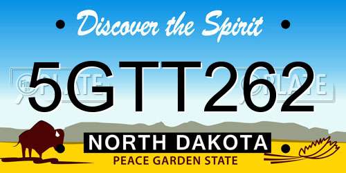 5GTT262 North Dakota License Plate