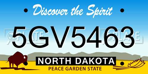 5GV5463 North Dakota License Plate