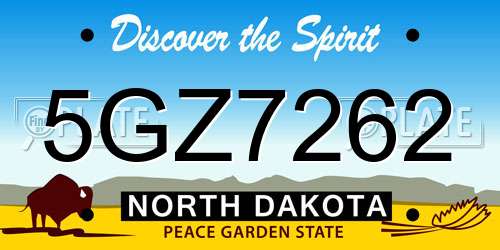 5GZ7262 North Dakota License Plate