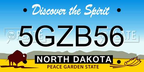 5GZB56 North Dakota License Plate
