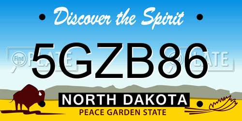 5GZB86 North Dakota License Plate