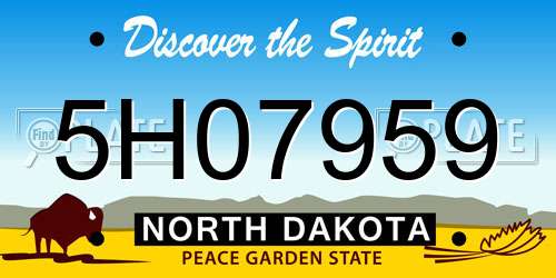 5H07959 North Dakota License Plate