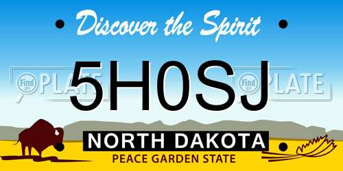 5H0SJ North Dakota License Plate