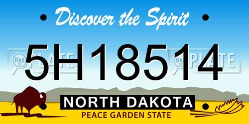 5H18514 North Dakota License Plate