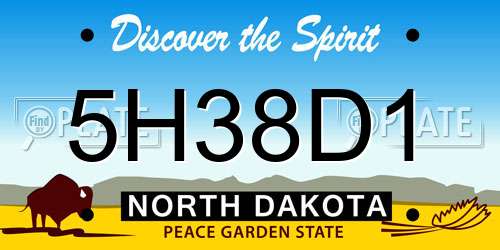5H38D1 North Dakota License Plate