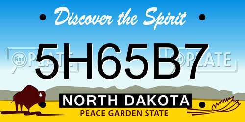 5H65B7 North Dakota License Plate