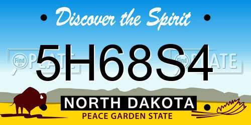 5H68S4 North Dakota License Plate