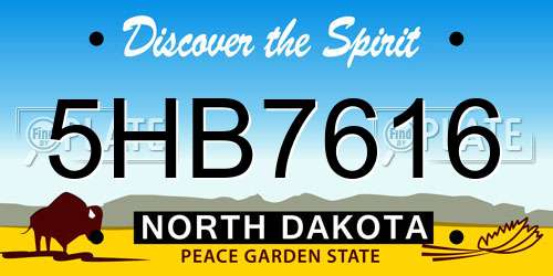 5HB7616 North Dakota License Plate