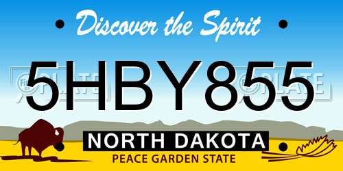 5HBY855 North Dakota License Plate