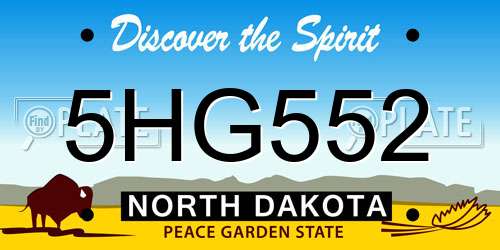 5HG552 North Dakota License Plate