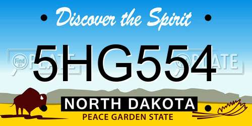 5HG554 North Dakota License Plate
