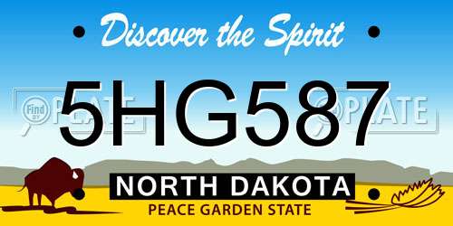 5HG587 North Dakota License Plate