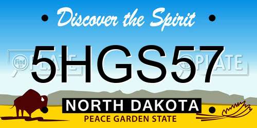 5HGS57 North Dakota License Plate