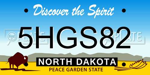 5HGS82 North Dakota License Plate