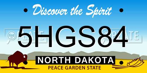 5HGS84 North Dakota License Plate