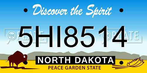 5HI8514 North Dakota License Plate