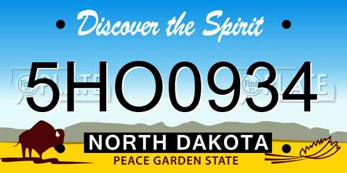 5HO0934 North Dakota License Plate