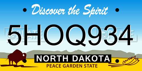 5HOQ934 North Dakota License Plate