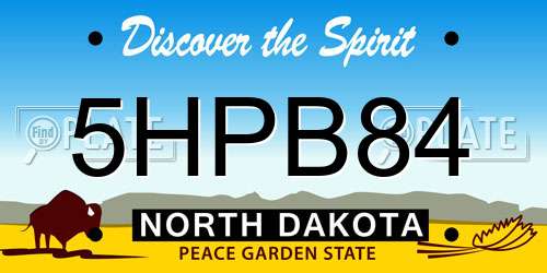 5HPB84 North Dakota License Plate