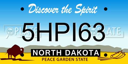 5HPI63 North Dakota License Plate