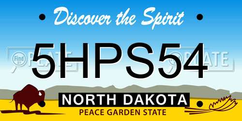 5HPS54 North Dakota License Plate