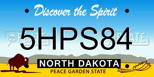 5HPS84 North Dakota License Plate