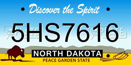 5HS7616 North Dakota License Plate