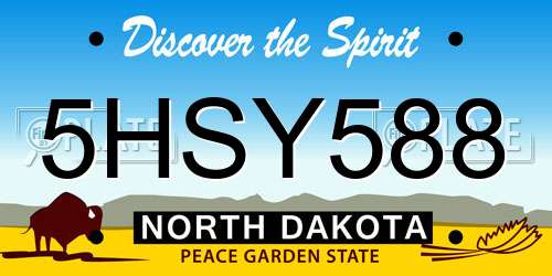 5HSY588 North Dakota License Plate