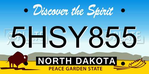 5HSY855 North Dakota License Plate