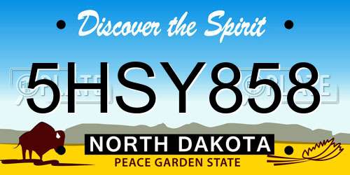5HSY858 North Dakota License Plate