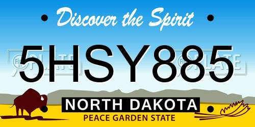 5HSY885 North Dakota License Plate