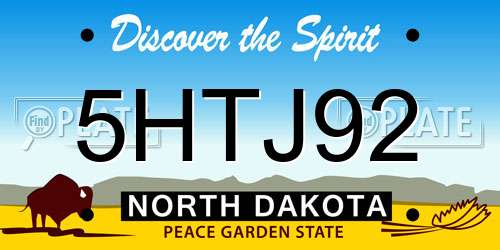 5HTJ92 North Dakota License Plate