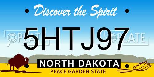 5HTJ97 North Dakota License Plate
