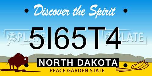 5I65T4 North Dakota License Plate