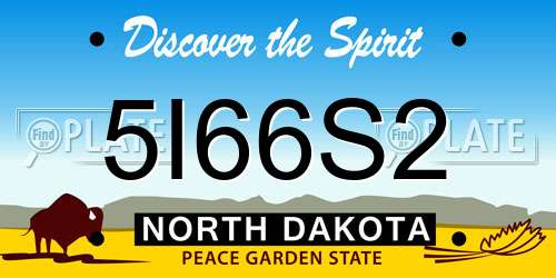5I66S2 North Dakota License Plate