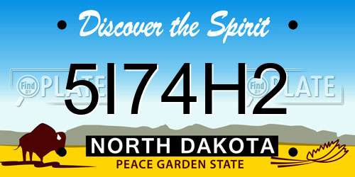 5I74H2 North Dakota License Plate