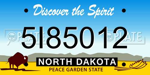 5I85012 North Dakota License Plate