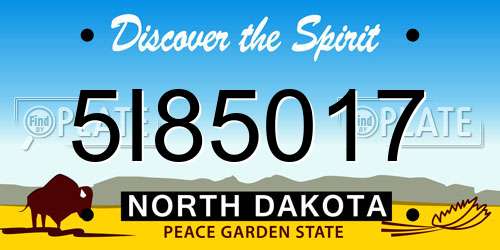 5I85017 North Dakota License Plate