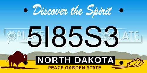 5I85S3 North Dakota License Plate