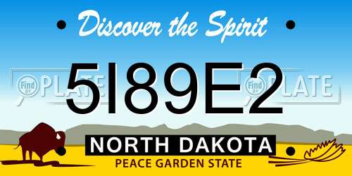 5I89E2 North Dakota License Plate