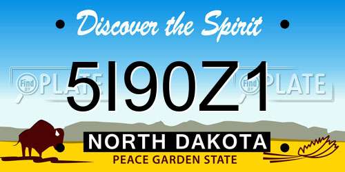 5I90Z1 North Dakota License Plate