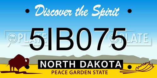 5IB075 North Dakota License Plate