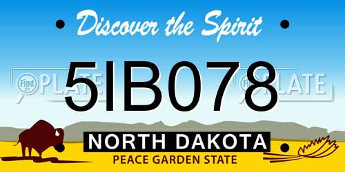 5IB078 North Dakota License Plate
