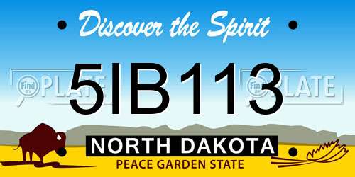 5IB113 North Dakota License Plate
