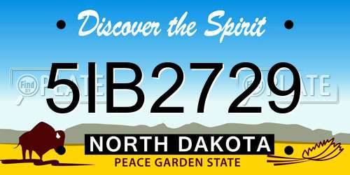 5IB2729 North Dakota License Plate