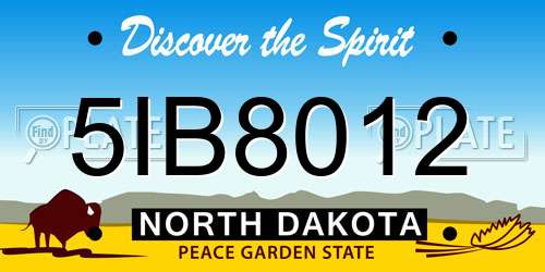 5IB8012 North Dakota License Plate