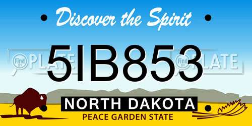 5IB853 North Dakota License Plate