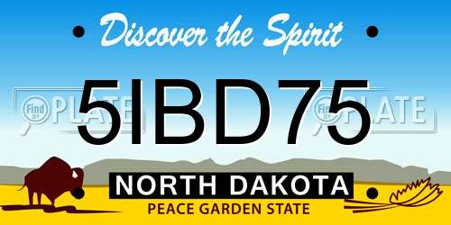 5IBD75 North Dakota License Plate