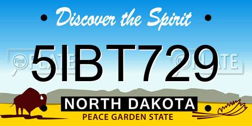 5IBT729 North Dakota License Plate