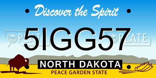 5IGG57 North Dakota License Plate